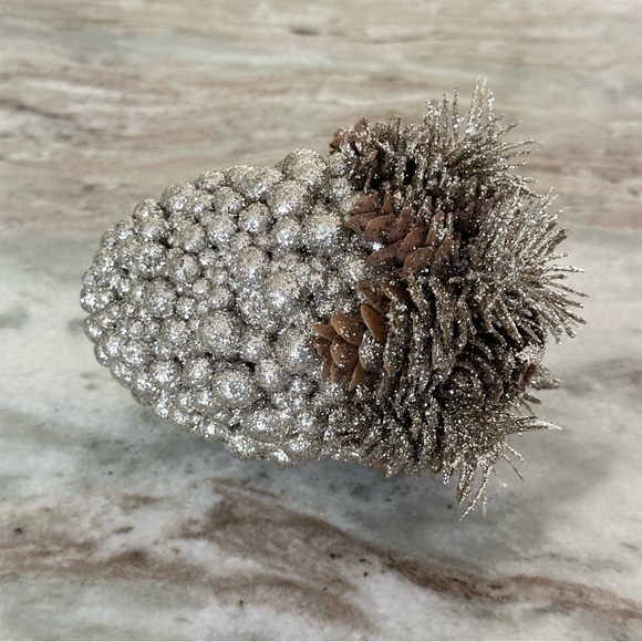 Silver Glitter Decorative Pinecone Acorn - Holiday Christmas Decor - Picture 4 of 9